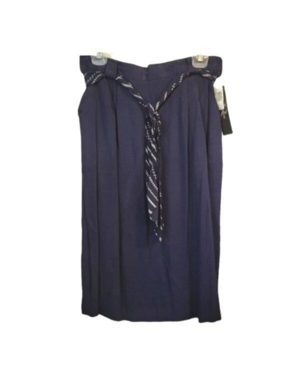 Vintage Requirements Dead Stock Tie Waist Midi Skirt Navy Blue
